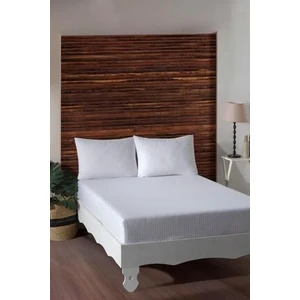 King Size Fitted Çarşaf Takımı %100 Pamuk Saten Beyaz 180x200 cm Yastık Kılıfı 50x70 cm