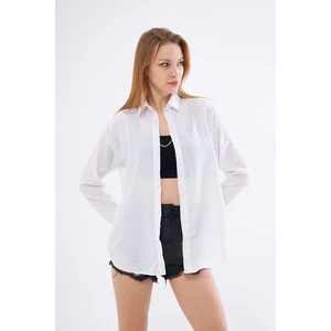 BRAKO TEKSTİL Kadın  Oversize Uzun Basic Gömlek