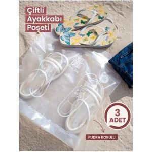 Pudra Kokulu Ayakkabı Taşıma ve Saklama Poşeti-3'lü