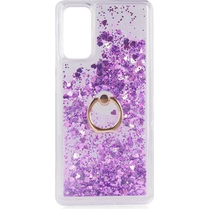 Apple iPhone 11 Pro Max Kılıf Sulu Simli Yüzüklü Stand Kapak Kılıf