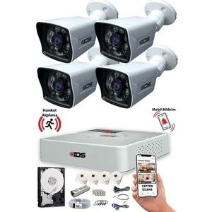 4 Kameralı Güvenlik Kamerası Seti - Cepten İzleme - Fullhd - Gece Görüşlü - Su Geçirmez -A1546