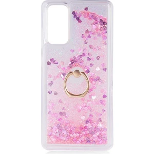 Samsung Galaxy S9+Plus Kılıf Sulu Simli Yüzüklü Stand Kapak Kılıf