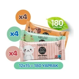 KIDS2GO Çocuklara Özel Hijyenik Islak Cep Mendili 12X15 180 Yaprak