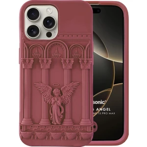 Apple iPhone 15 Pro Max Kılıf Praying Angel Bordo