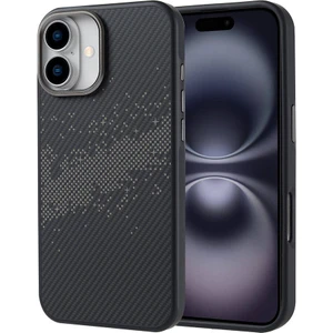 iPhone 16 Plus Kılıf Karbon Fiber Dizaynlı Magsafeli Vave Kapak Gri