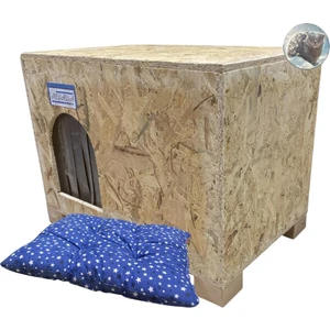 Melada Kedi Evi Dış Ortam Uygun Ahşap Kedi Evi Osb Minderli 61 x 41 x 36 cm - CAT49M