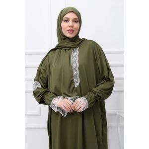 Kendinden Şallı Başörtülü Kadın Namaz Elbisesi Tesettür Giyim