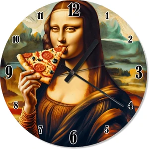 Mona Lisa Ve Pizza Tasarım Duvar Saati
