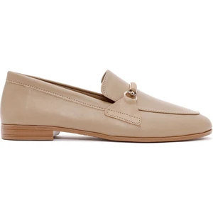 Kadın Pudra Toka Detaylı Deri Maskülen Loafer 24WFD350018