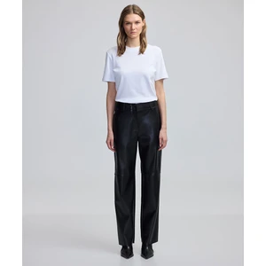 Deri Görünümlü Straight Fit Pantolon
