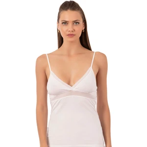 Özkan Underwear Özkan 25584 Kadın Pamuklu Likralı Süprem Esnek Rahat Önü Dantel Detaylı V Yaka Ip Askılı Örme Atlet