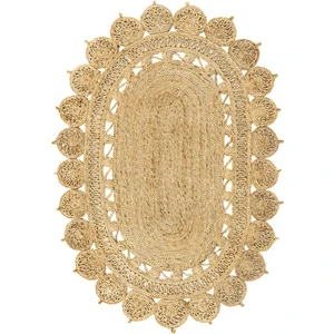 Cool Halı Cool Halı Stew CA-109 Natural Oval Jüt Halı El Dokuma Hasır Halı Dekoratif Jüt Örgü Halı Vintage Jüt Kilim