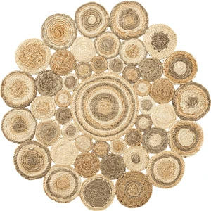 Cool Halı Cool Halı Stew CA-111 Beyaz Multi Yuvarlak Jüt Halı El Dokuma Hasır Halı Dekoratif Jüt Örgü Halı Jüt Kilim