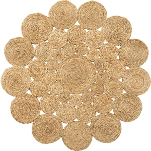 Cool Halı Cool Halı Stew CA-111 Natural Yuvarlak Jüt Halı El Dokuma Hasır Halı Dekoratif Jüt Örgü Halı Jüt Kilim