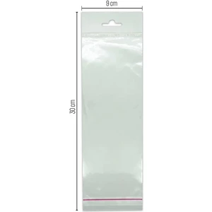 9*30 Sedefli Askılı (Askı Kısmı Beyaz) Bantlı OPP (Parlak-Şeffaf) Jelatin 1000 Adet