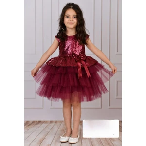 Esmaca Moda Kız Çocuk Bordo Renk Abiye Elbise