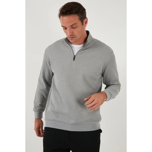 Pamuklu Regular Fit Yarım Fermuarlı Dik Yaka Sweat Erkek Sweat 5905716