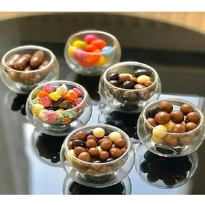 6 Lı Çift Cidarlı Mini Sosluk Drajelik Lokumluk Çerezlik Isıya Dayanıklı 6'lı Borosilikat Kase Sos