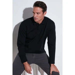 Streç Pamuklu Regular Fit Düğmeli Polo Yaka Sweat Erkek Sweat 5905727