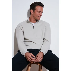 Pamuklu Regular Fit Yarım Fermuarlı Dik Yaka Sweat Erkek Sweat 5905716