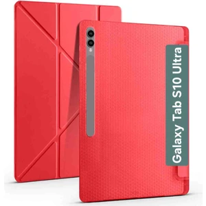 Samsung Galaxy Tab S10 Ultra X920 Case Standlı Üçgen Kalem Bölmeli Akıllı Kılıfı