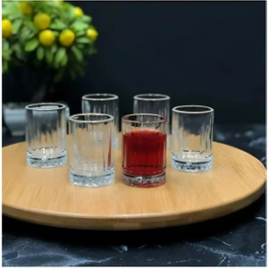 Küçük Boy Kahve Yanı Su Bardağı Cam 6 Adet 60CC Shot Elysia Model Likör Votka-Tekila Shot
