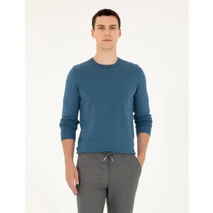 Pierre Cardin Erkek Kobalt Slim Fit Bisiklet Yaka Basic Triko Kazak 50296575-VR077