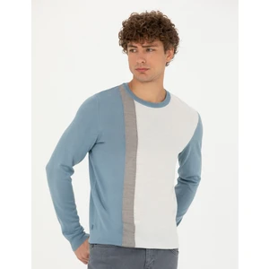 Pierre Cardin Erkek Koyu Mavi Slim Fit Bisiklet Yaka Yün Karışımlı Triko Kazak 50278089-VR032