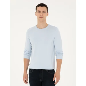 Pierre Cardin Erkek Açık Mavi Slim Fit Bisiklet Yaka Basic Triko Kazak 50296575-VR003