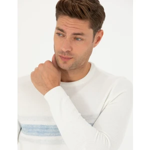 Pierre Cardin Erkek Ekru Slim Fit Bisiklet Yaka Triko Kazak 50278095-VR019