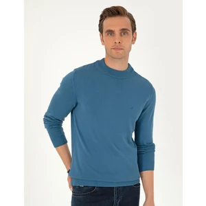 Pierre Cardin Erkek Kobalt Slim Fit Yarım Balıkçı Yaka Basic Triko Kazak 50296564-VR077