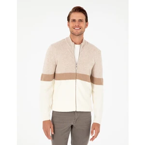 Pierre Cardin Erkek Ekru Regular Fit Yün Karışımlı Fermuarlı Triko Hırka 50296434-VR019
