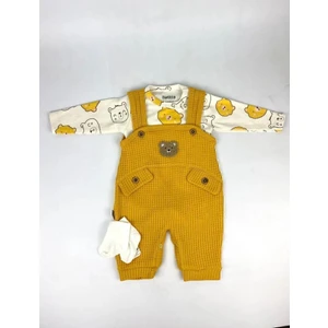 Milay Serkek Bebek Ayı Desenli Tulum %100 Pamuktan