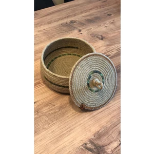 Ayşe Serhoşoğlu Home Design Hasır Sepet, Kapaklı Dekoratif Sepet, Çok Amaçlı Saklama Kutusu,