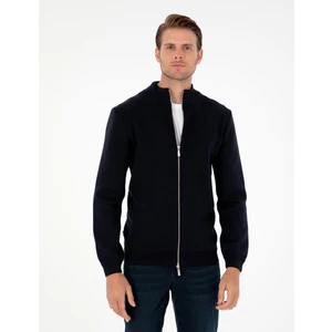 Pierre Cardin Erkek Lacivert Regular Fit Fermuarlı Triko Hırka 50296442-VR033