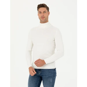 Pierre Cardin Erkek Ekru Slim Fit Balıkçı Yaka Triko Kazak 50278094-VR019