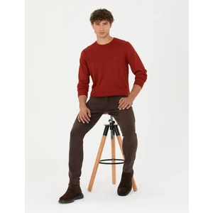 Pierre Cardin Erkek Kiremit Slim Fit Bisiklet Yaka Yün Karışımlı Basic Triko Kazak 50270054-VR031