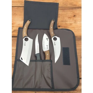 Deri Çantalı 5 Parça Outdoor Kamp Bıçak Seti Isme Özel Seri