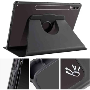 Samsung Galaxy Tab S10+PLUS SMX820 Case Kalem Bölmeli 360 Dönebilen Kapak