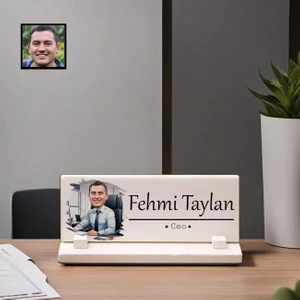 Kişiye Özel Ceo Temalı Karikatürlü Masaüstü Taş Isimlik 