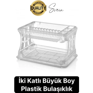 Premium Iki Katlı Tabaklık Tezgah Üstü Bulaşıklık Bardak Tabak Kurutucu Mutfak Düzenleyici Plastik