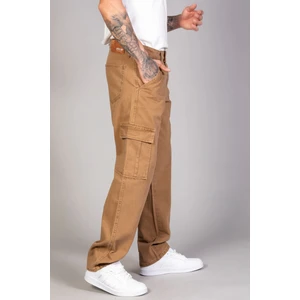  Erkek Camel Baggy Fit Rahat Kalıp Kargo Pantolon