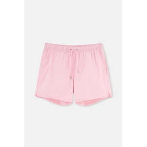 Beyaz-Pembe Kısa Çizgili Şort