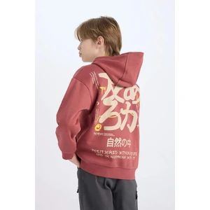 Erkek Çocuk Oversize Geniş Kalıp Sırt Baskılı Kapüşonlu Sweatshirt D5679A824WN