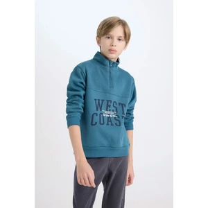 Erkek Çocuk Yarım Fermuarlı Dik Yaka Baskılı Sweatshirt D3058A824WN