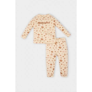 Kız Bebek Pijama Takımı Leopar Desenli Uzun Kollu Üst Uzun Alt D5368A524WN