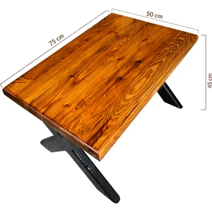 Ahşap Orta Sehpa Bahçe / Balkon Masası Siyah Ayaklı 50x73cm