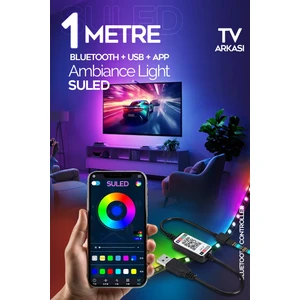 1 mt Tv Arkası & Ortam Ambiyans Bluetooth Ios & Android Telefondan Kontrollü Rgb Smart Şerit LED