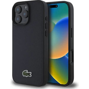 Apple iPhone 16 Pro Max Kılıf Lacoste Orjinal Lisanslı Pu Pike Desen Ikonik Timsah Dokuma Logolu Lacivert
