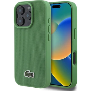 Apple iPhone 16 Pro Max Kılıf Lacoste Orjinal Lisanslı Pu Pike Desenli Ikonik Timsah Dokuma Logolu Yeşil
